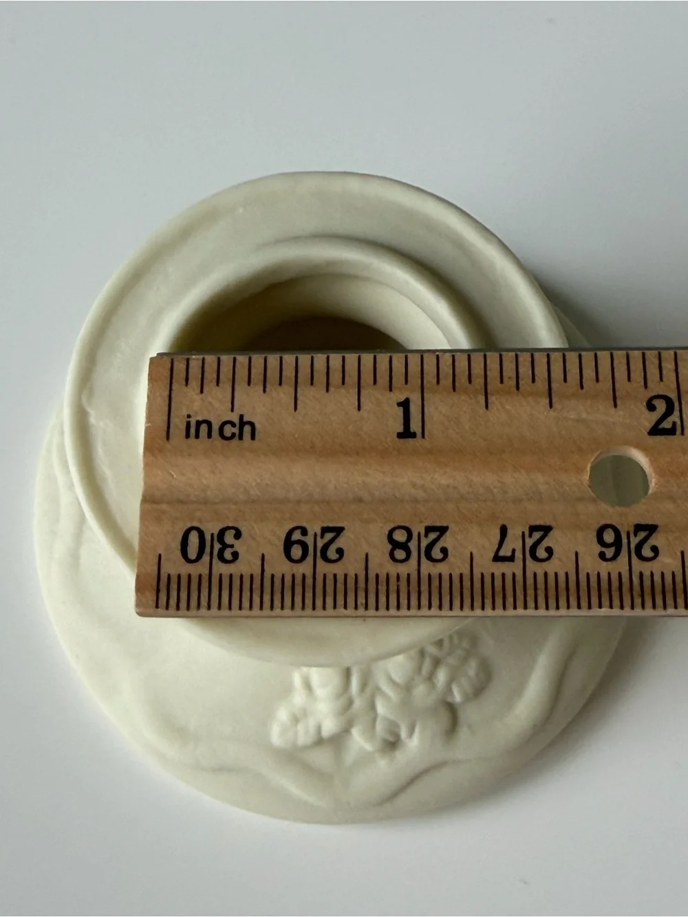 Vintage Matte Ceramic Ivory Floral Candle Holders - Set of 2